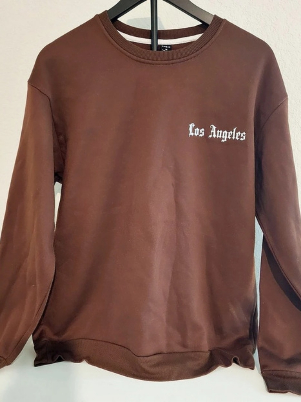 SHEIN Los Angeles Letter Graphic Pullover Sweatshirt Brown Medium